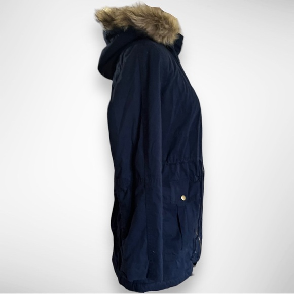 GAP Women’s Navy Anorak Sherpa Lined Utility Jacket Medium |‎ EUC - Picture 2 of 10